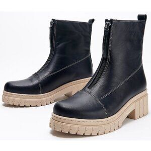 NWT Sheridan Mia Womens Bonaire Black Leather Front Zip Ankle Boot US 11/EU 42